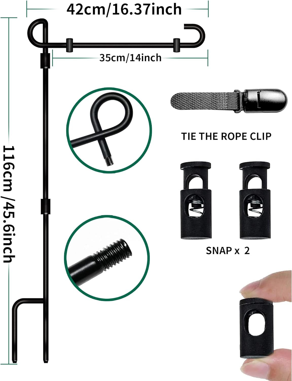 SZHLUX Garden Flag Stand, Premium Yard Flag Pole for 31X13 Flags, Metal Powder-Coated Weather-Proof Paint Garden Flag Pole