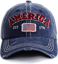 American Flag Hat Unisex Vintage Embroidery Washed Distressed Cotton Baseball Cap Adjustable USA Trucker Dad Hat