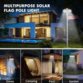 Flagpole Light Solar Powered, Auro 4 Golden Flag Pole Light 48 Large LED for 15-25 Ft Poles,12 Hour Dusk to Dawn Auto On/Off, Spectacular Aurora Lighting on Outdoor Pole Top