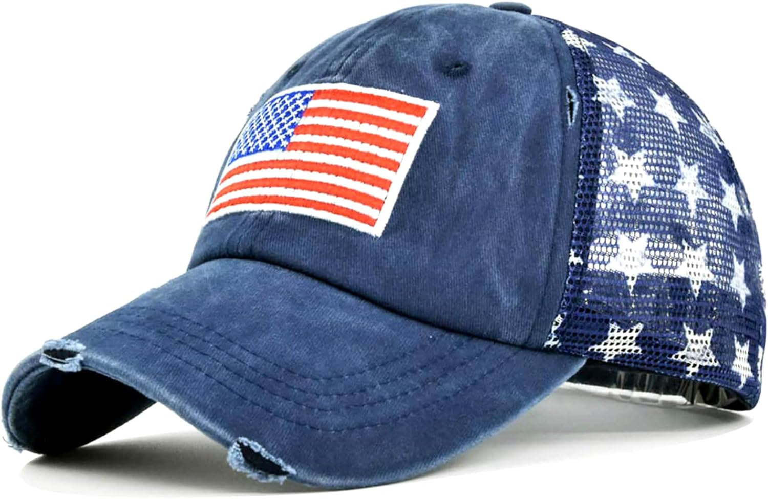 American Flag Hat Unisex Vintage Embroidery Washed Distressed Cotton Baseball Cap Adjustable USA Trucker Dad Hat