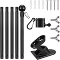 House Flag Pole for Wall, Roof or Deck Mounted, Stainless Steel Black Pole Tubular Handle Rod with 5' Ft Length X 1'' Diameter, American USA Flag Sizes 2X3', 3X5' and 4X6