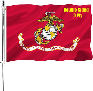 Marine Corps USMC Flag Double Sided 3X5 Outdoor Heavy Duty US Military Army Flags Long Lasting with 2 Brass Grommets