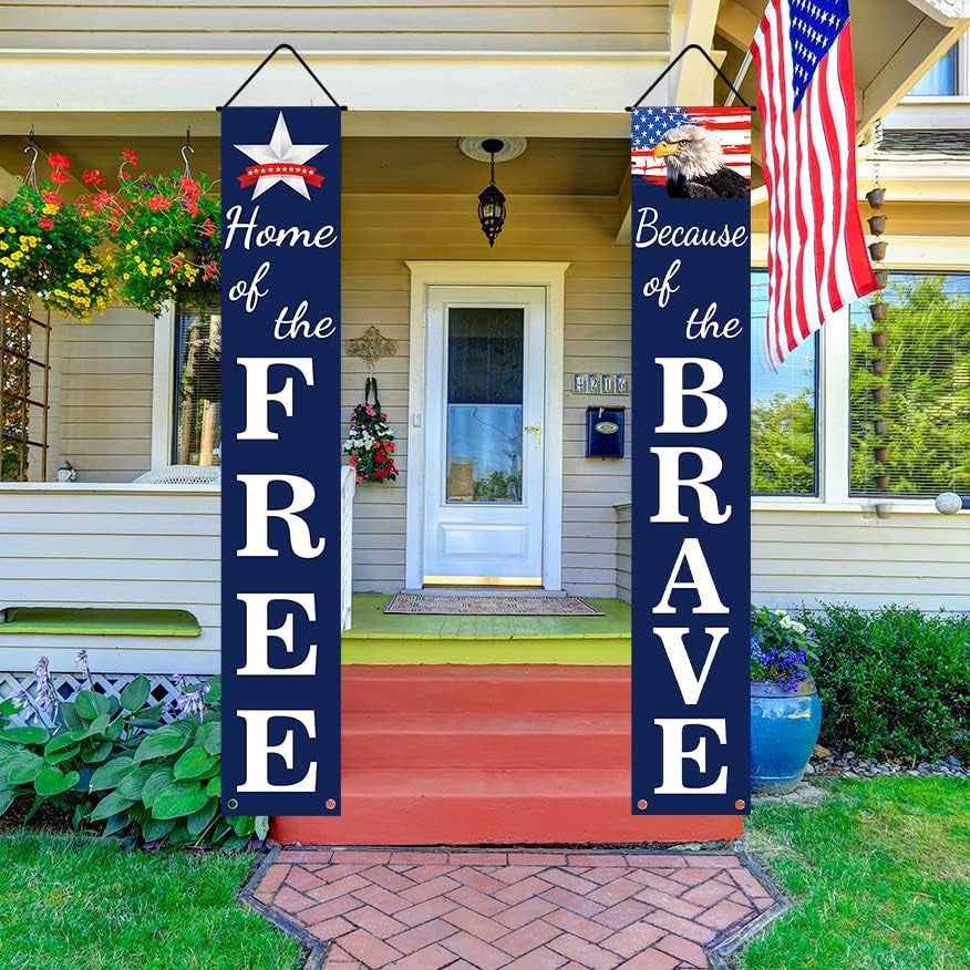 4Th of July Decorations Patriotic Decor Pre-Assembled Hanging Banners Memorial Day Flag Labor Veterans Armed Forces Military Homecoming Red White Blue Decorations