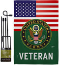 US Army Veteran Garden Flag Set with Stand Armed Forces Rangers United State American Military Retire Official Small Decorative Gift Yard House Banner Double-Sided Made in USA 13 X 18.5