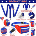 America Fanny Pack USA 4Th of July Patriotic Beverage Beer Belt Costume Set Outfit Accessories with Drink Holder Sunglasses Striped Sweatband Men