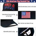 2 Pieces Patriotic Baseball Cap Adjustable Cotton Dad Hat USA Embroidered American Flag Cap for Men Women