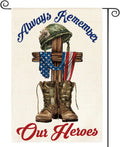 AVOIN Colorlife Memorial Day Always Remember Our Heroes House Flag 28X40 Inch Double Sided, Military Soldiers Boots Patriotic Veteran Yard Outdoor Decoration