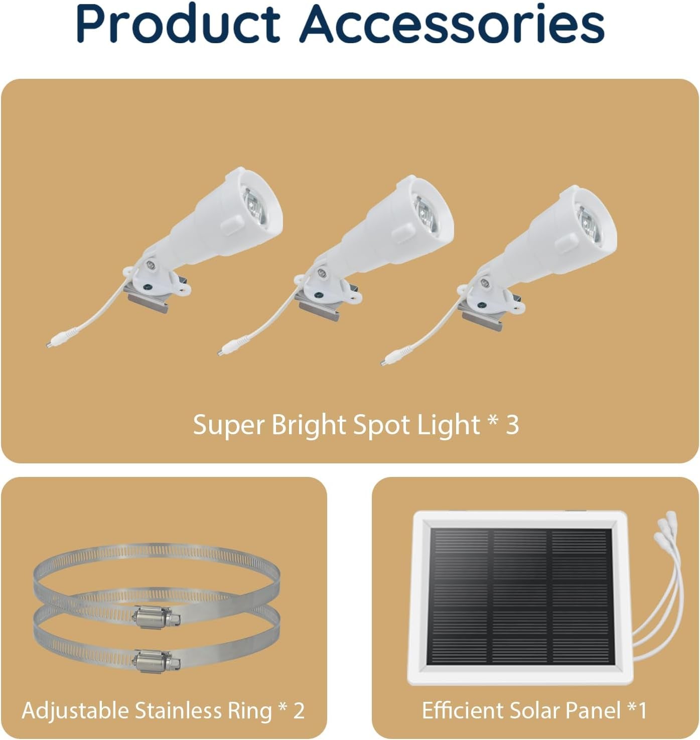 Flag Pole Light Solar Powered, 3 Super-Spotlights PC Crystal LED, IP65 Waterproof Flagpole Light Solar Powered Fits 2-3.5''Flag Poles, 360 Degrees of Flag Illumination Flag Ground House