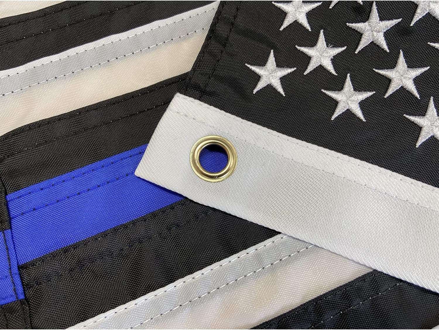 Homissor Thin Blue Line Flags 12X18 Outdoor - Embroidered Stars Police Boat Flag, Heavy Duty Back the Blue Flag Stripe Blue Line Lives Matter Flags Banner with 2 Brass Grommets