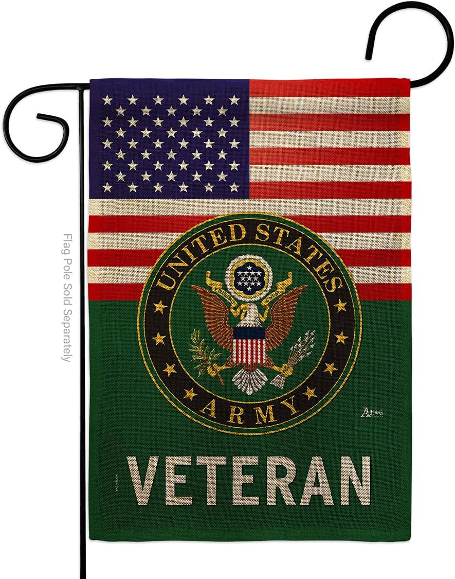 US Army Veteran Burlap Garden Flag Home Decor Armed Forces United State American Decorations Military Memorabilia Remembrance Wall Tapestry Retire Outdoor Memorial Yard Banner Veteran Gifts Made in USA