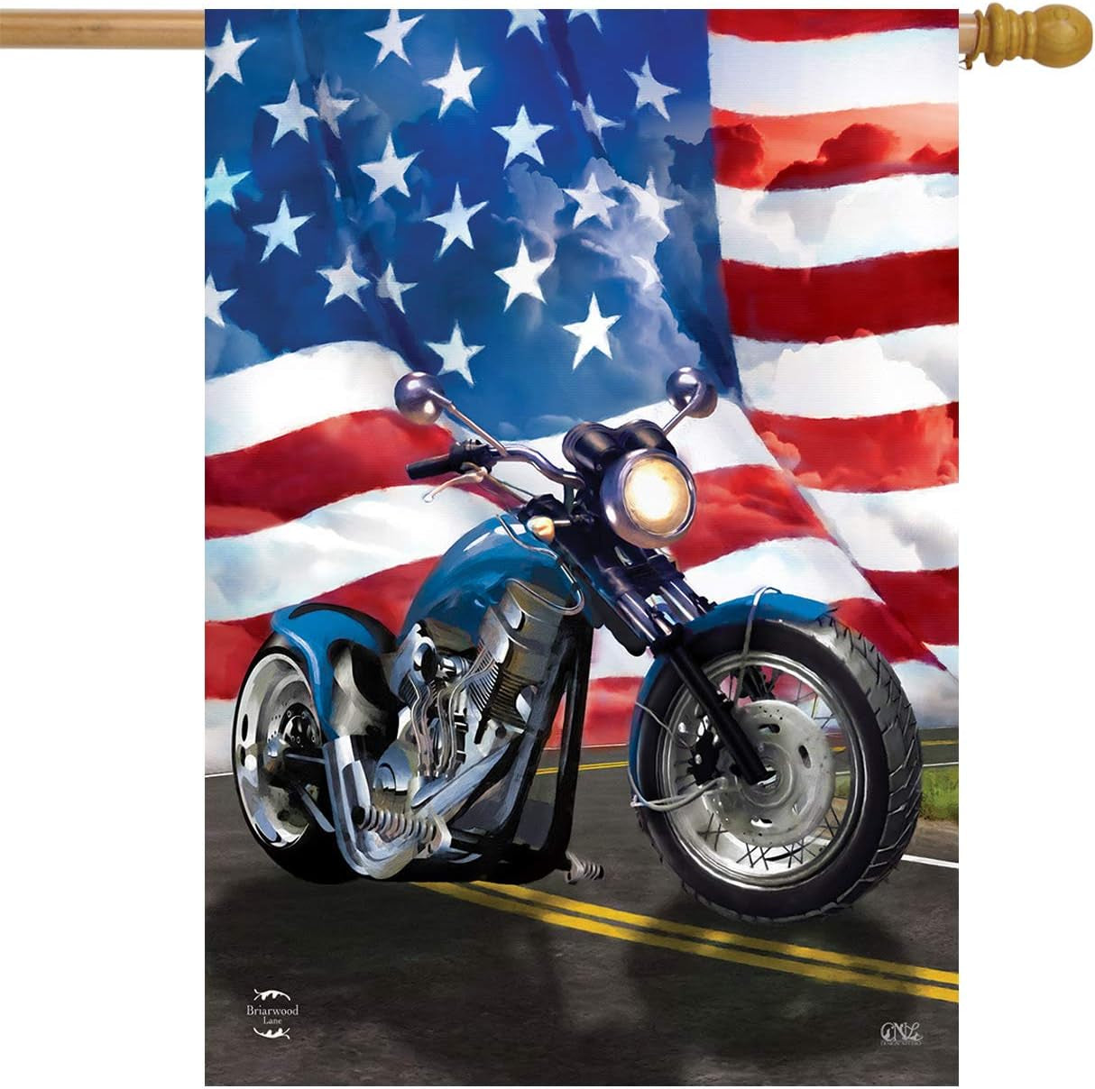 American Motorcycle Patriotic Everyday House Flag 40" X 28" Briarwood Lane