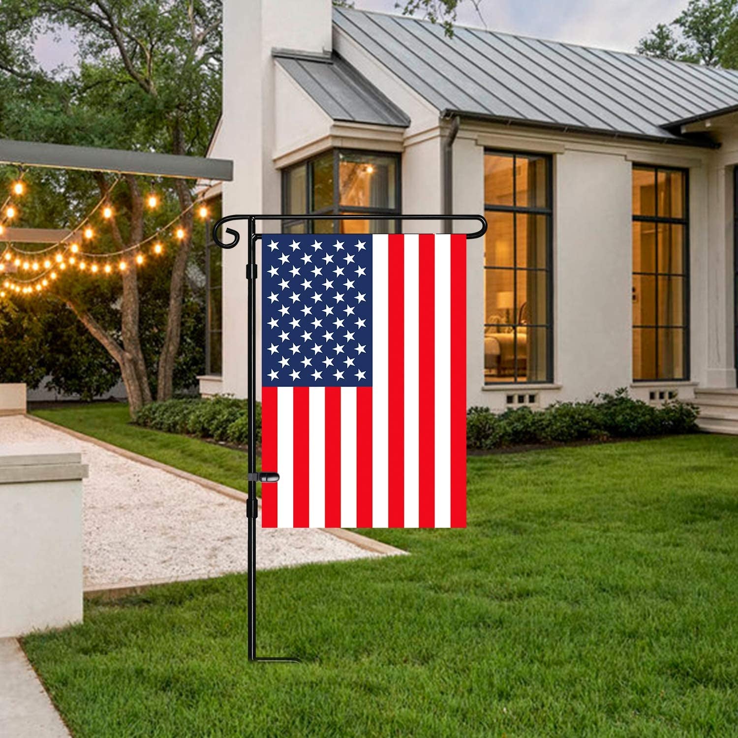 HOOSUN Garden Flag Stand Holder Easy to Install Strong and Sturdy Wrought Iron Pole Fits Mini Flag 12.5" X 18" No Need Extra Accessories to Fixed Flag,Garden Flag Pole without Flag