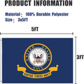 US Navy Emblem Flag 3X5 Outdoor Double Sided - Heavy Duty Polyester United State Navy Naval Military Flags with 2 Brass Grommets 4 Rows Stitched 3X5Ft