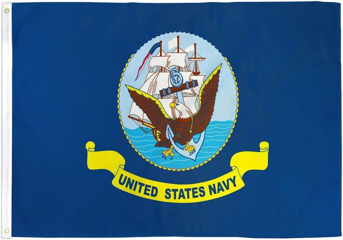 US Navy Flag: 3X5 Ft Officially Licensed. 100% Made in USA Military Flag by Grace Alley. Strong, Long Lasting, and Durable with Brass Grommets.