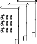 Garden Flag Stand, Premium Garden Flag Pole Holder Metal Powder-Coated Weather-Proof Paint with One Tiger Clip and Two Spring Stoppers without Flag 3 Pack
