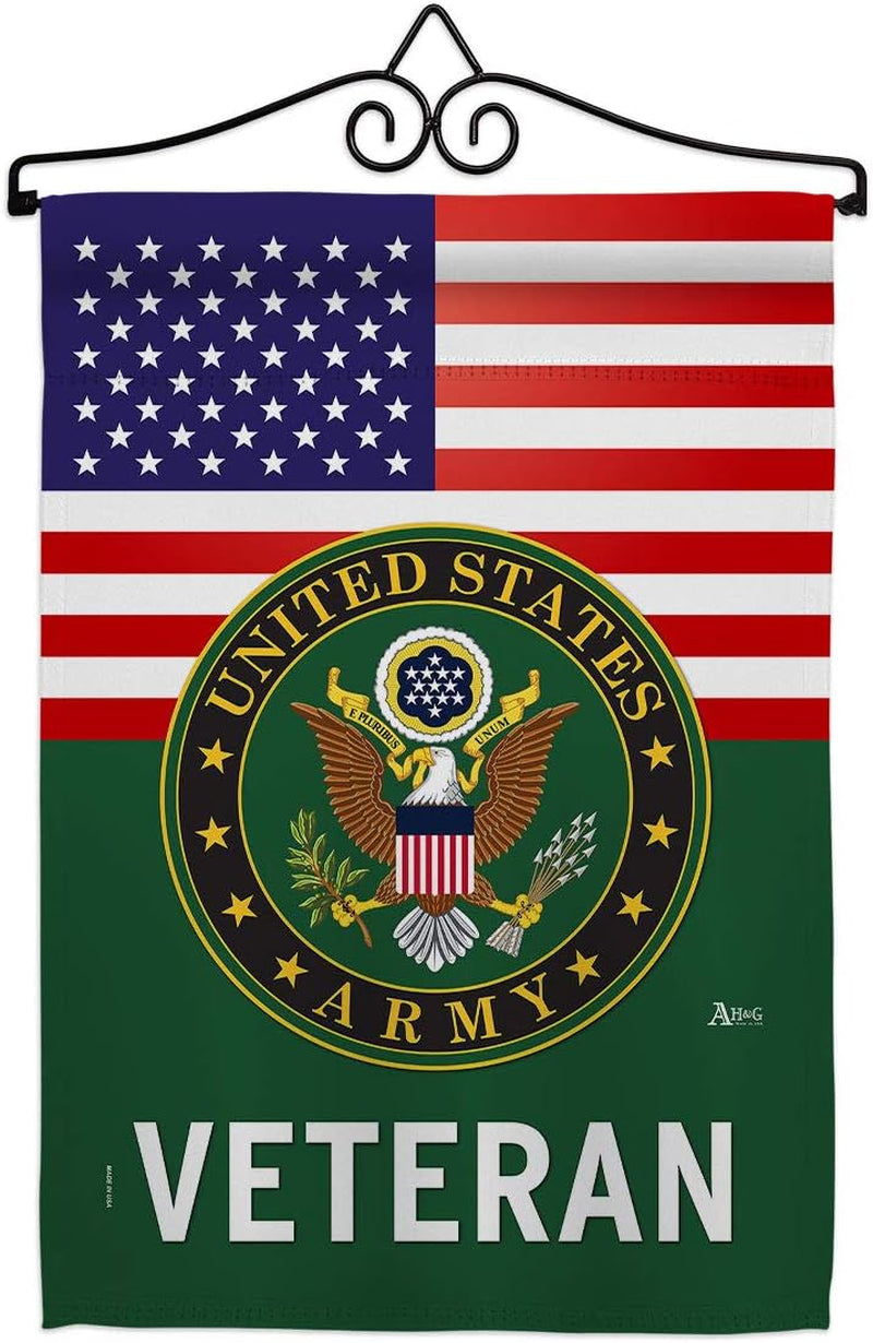 US Army Veteran Garden Flag Set Wall Hanger Armed Forces Rangers United State American Military Retire Official Small Decorative Gift Yard House Banner Double-Sided Made in USA 13 X 18.5