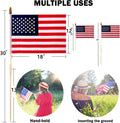 12 Pcs 12X18 Inch American Flags on Stick, American Flags for Outside, USA Stick Flag with Handheld and Grounded Multi-Purpose Flagpole, Design for Memorial Day, 4Th of July, Veterans Day, outside Decorations