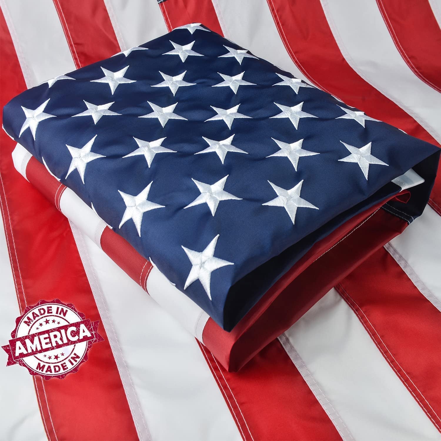 2X3 American Flag Outdoor Heavy Duty, 100% Made in USA, US Flag 2X3 Ft, USA Flag with Embroidered Stars and Sewn Stripes Brass Grommets