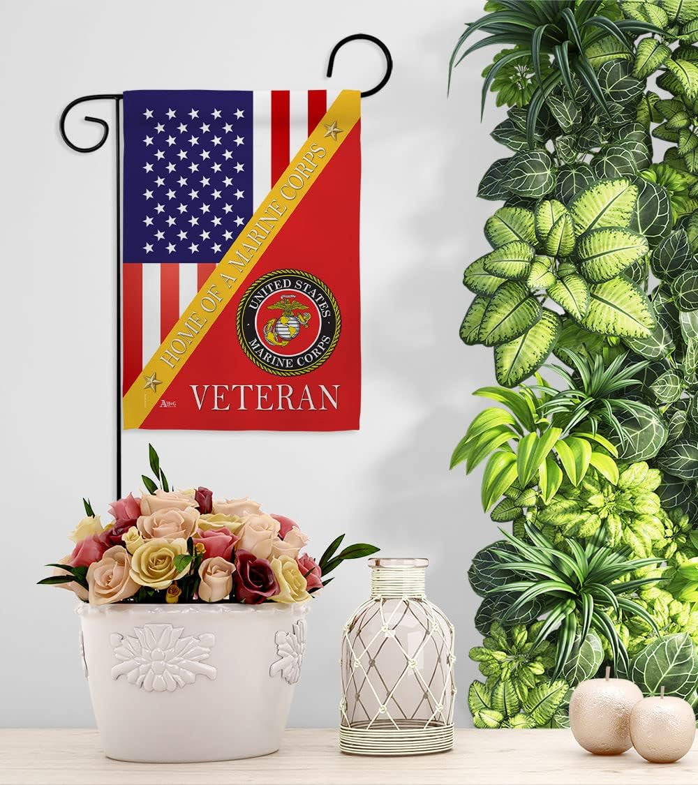 Home of Marine Corps Garden Flag - Armed Forces USMC Semper Fi United State American Military Veteran Retire - House Decoration Banner Small Yard Gift Double-Sided Made in USA 13 X 18.5, Thick Fabric