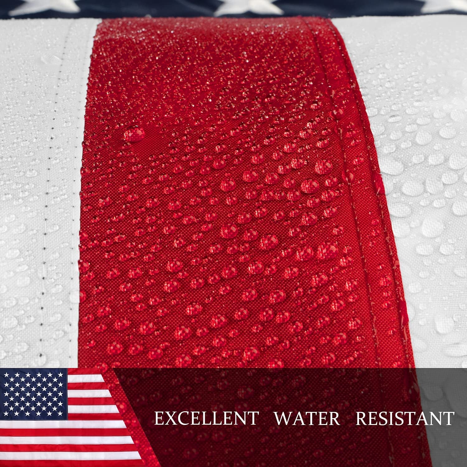 This 8X12 Ft American Flag for Outside, 100% in USA Strongest, Longest Lasting, Heavy Duty 420D Nylon, Embroidered Stars, Sewn Stripes, Brass Grommets Perfect for Outdoors! Premium US Flag