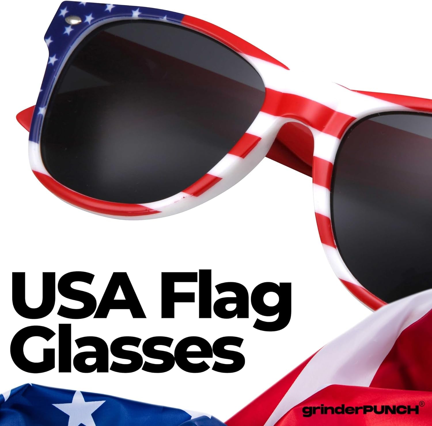 Grinderpunch 2 Pairs Bulk American Sunglasses USA Flag Classic Patriot