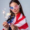 American Flag USA Patriotic Design Plastic Shutter Glasses Shades Sunglasses Eyewear for Party Props, Decoration (12 Pairs)