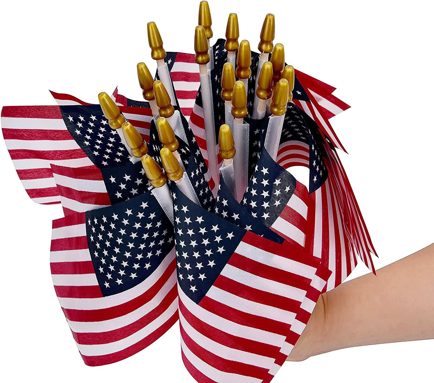 100 Pack Small American Flags on Stick, 4X6 Inch US Flags/Mini American Flags for Outside, Perfect for Independence Day, 4Th of July Decorations, Patriotic Holiday Yard Patio