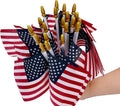 Pack of 24，4X6 Inch American Flags Handheld Small Flags on the Wooden Stick,With Kid-Safe Spear Top,Perfect for Parades, Decoration, Veteran Party, Etc