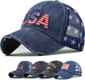 American Flag Hat Unisex Vintage Embroidery Washed Distressed Cotton Baseball Cap Adjustable USA Trucker Dad Hat