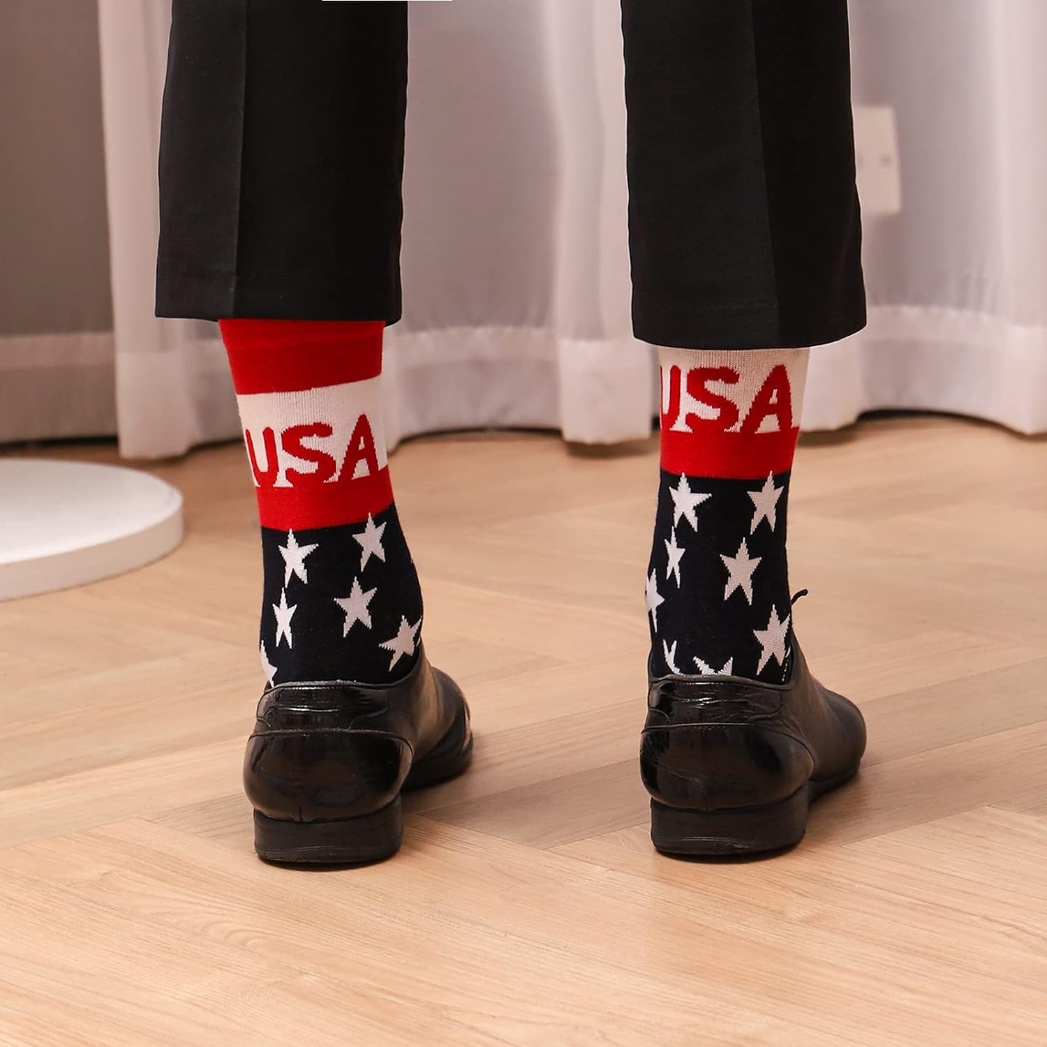 ZXGXLAW American USA Flag Socks Funny Men Women 4Th July Middle Star and Stripe Patriotic Freedom Day Gifts