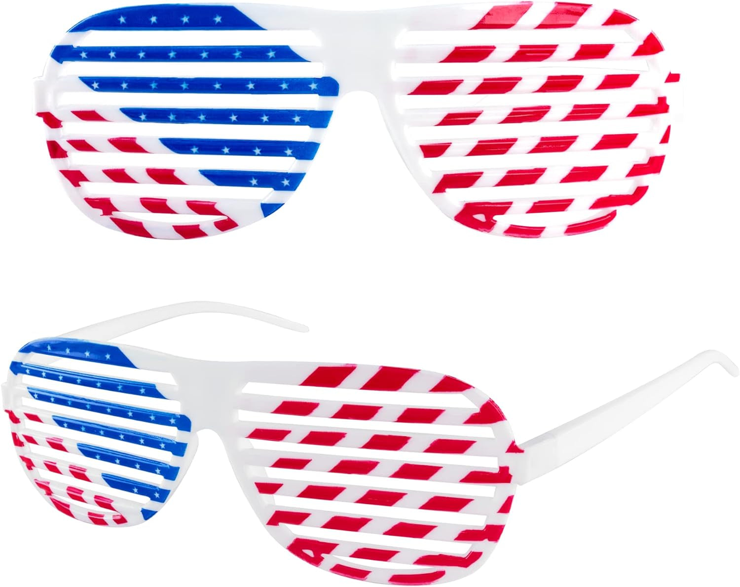 American Flag USA Patriotic Design Plastic Shutter Glasses Shades Sunglasses Eyewear for Party Props, Decoration (12 Pairs)