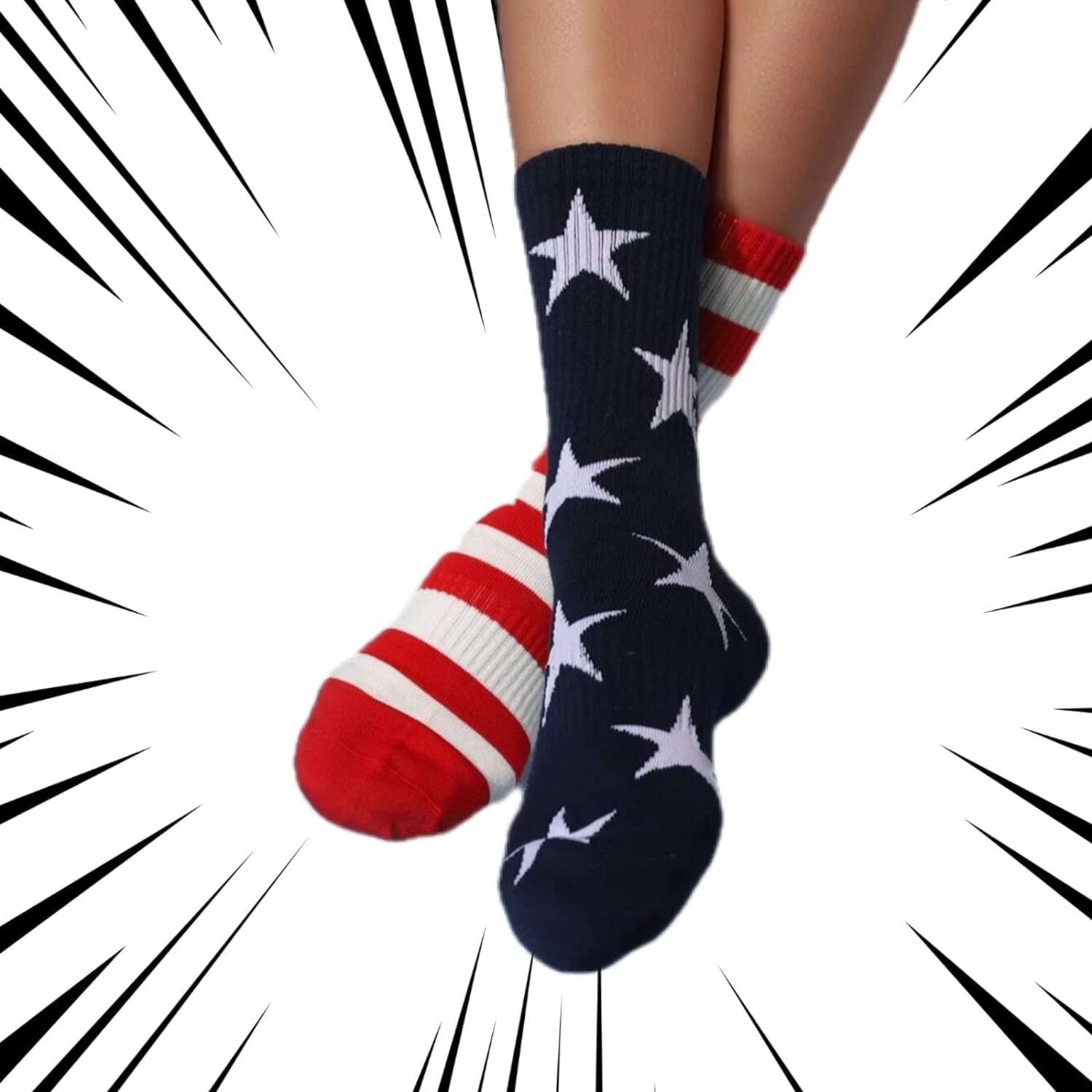 American Flag Socks for Men or Women 4Th July Middle Socks Star and Stripe Patriotic Freedom Day Gifts