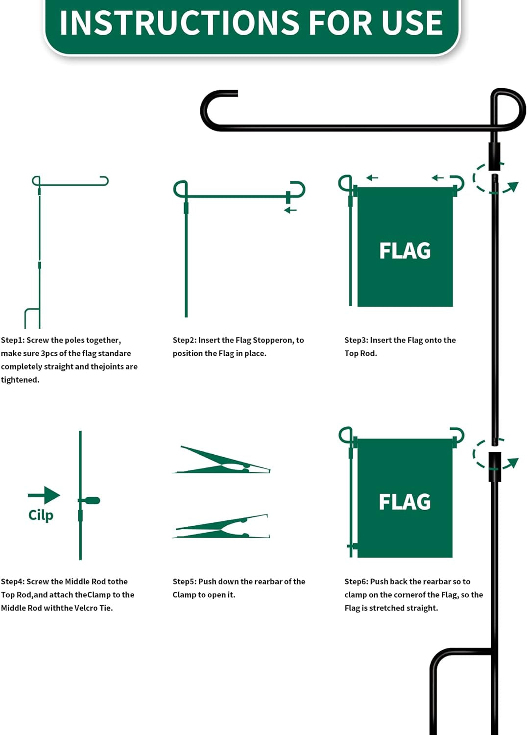 SZHLUX Garden Flag Stand, Premium Yard Flag Pole for 31X13 Flags, Metal Powder-Coated Weather-Proof Paint Garden Flag Pole