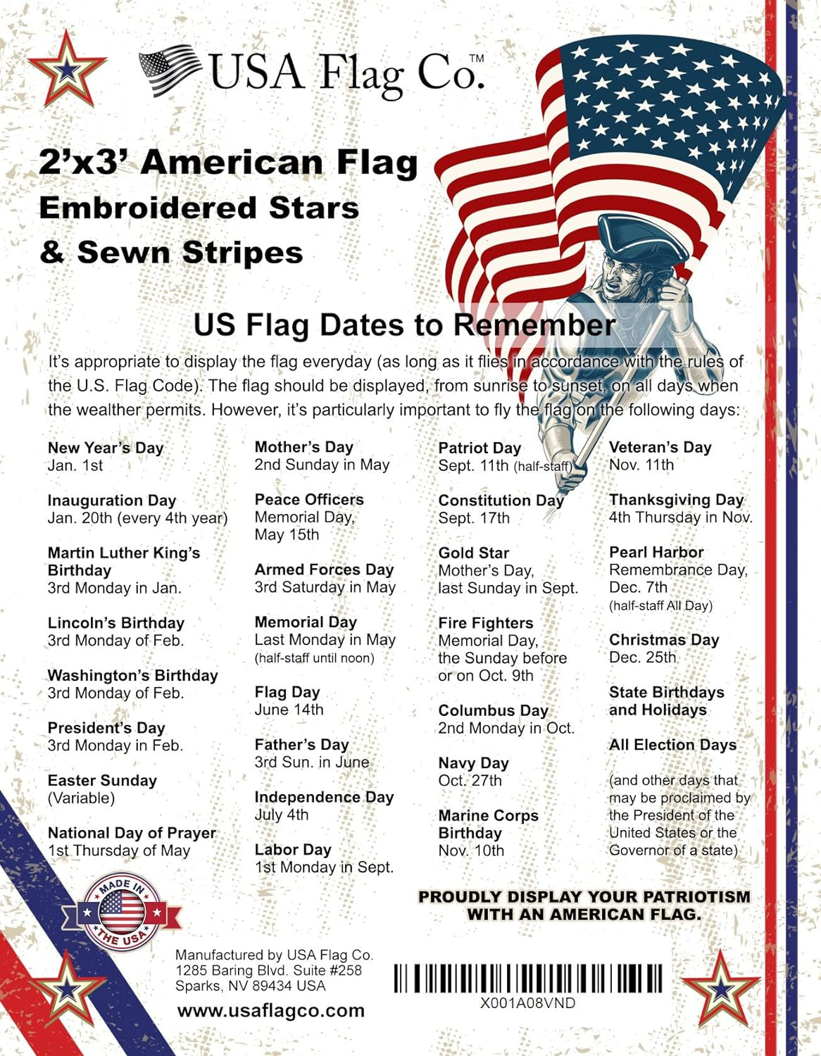 American Flags for outside 3X5 - USA Flag Co. American Flag 3X5 Heavy Duty Outdoor Made in USA with Embroidered Stars and Sewn Stripes, This US Flag Is an American Made Flag