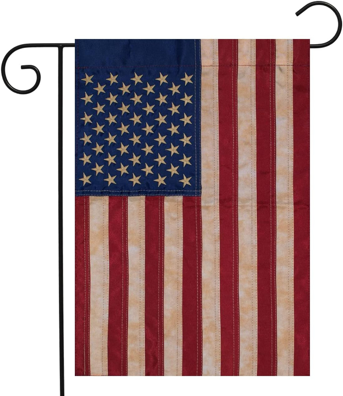 American Flag Tea Stained Applique Garden Flag 12.5" X 18"
