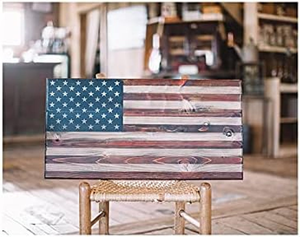 Flags of Valor Legacy Series Wooden American Flag | US Flag Wall Decor, Patriotic Wall Art, Made in USA by Veterans, Ready to Hang, Man Cave Room Decor for Men (Large, 22"H X 42"W)