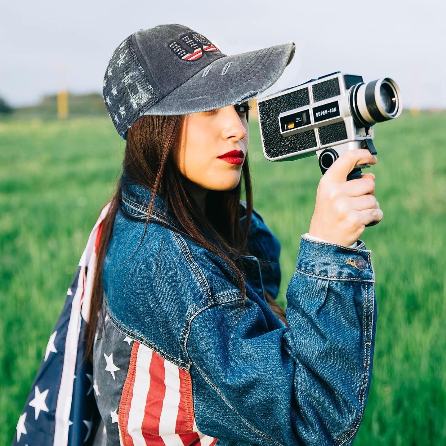 American Flag Hat Unisex Vintage Embroidery Washed Distressed Cotton Baseball Cap Adjustable USA Trucker Dad Hat