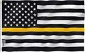 Anley Fly Breeze 3X5 Foot Thin Gold Line USA Polyester Flag - Vivid Color and Fade Proof - American Honoring 911 Operators, Police Dispatchers Flags with Brass Grommets 3 X 5 Ft