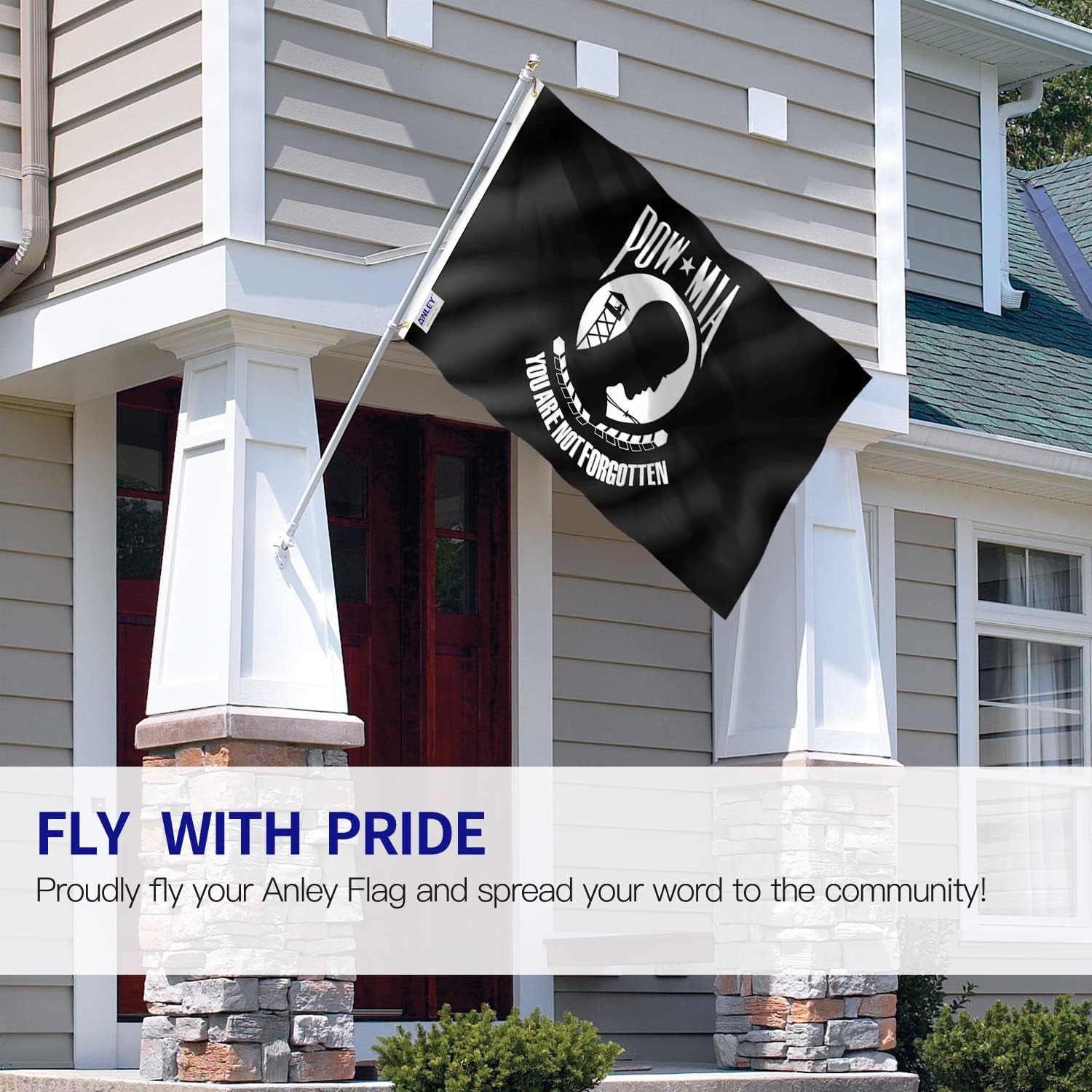 Anley Fly Breeze 3X5 Foot POW MIA Flag - Vivid Color and Fade Proof - Canvas Header and Double Stitched - You Are Not Forgotten Prisoner of War Flags Polyester with Brass Grommets 3 X 5 Ft