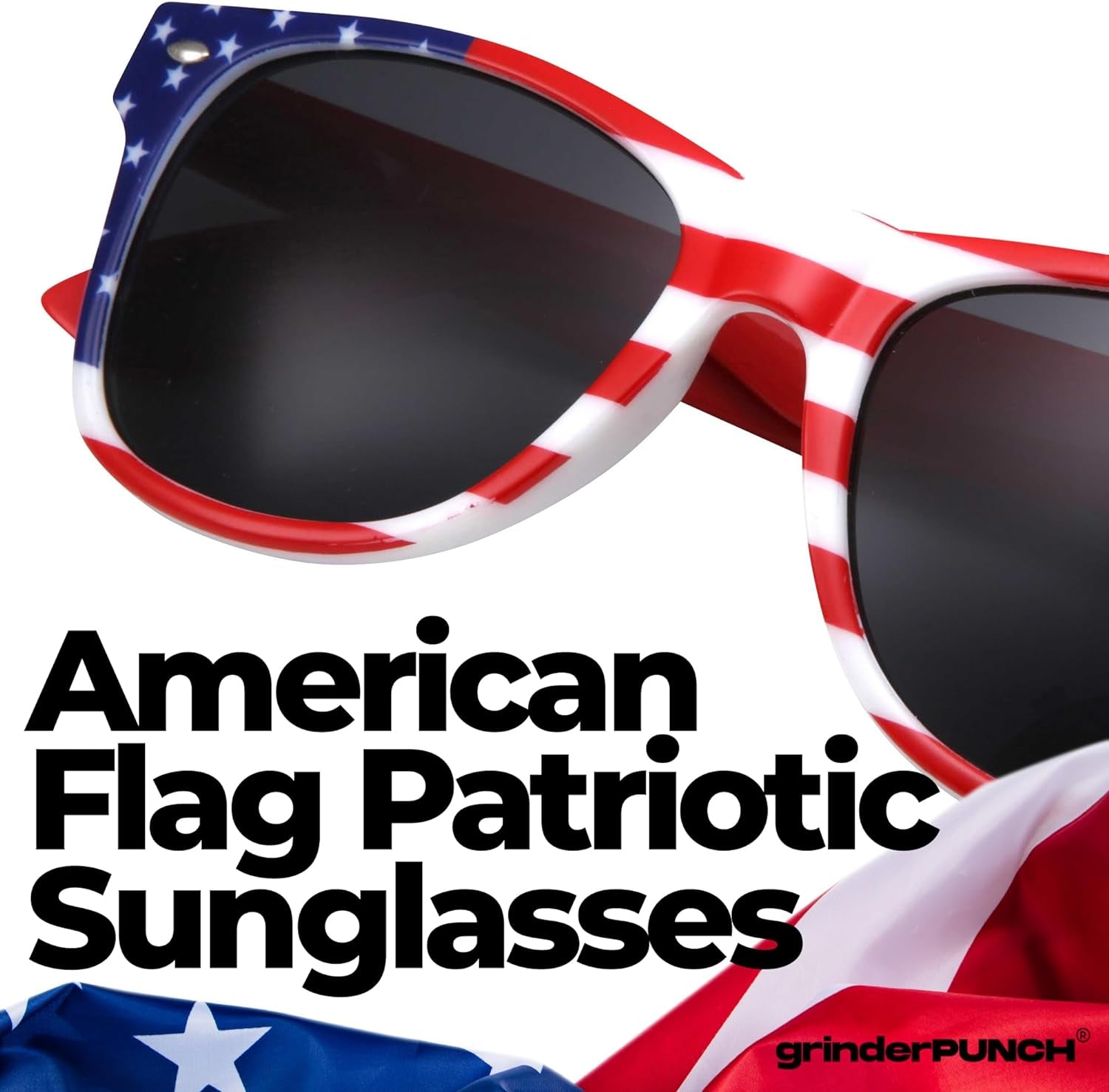 Grinderpunch 2 Pairs Bulk American Sunglasses USA Flag Classic Patriot