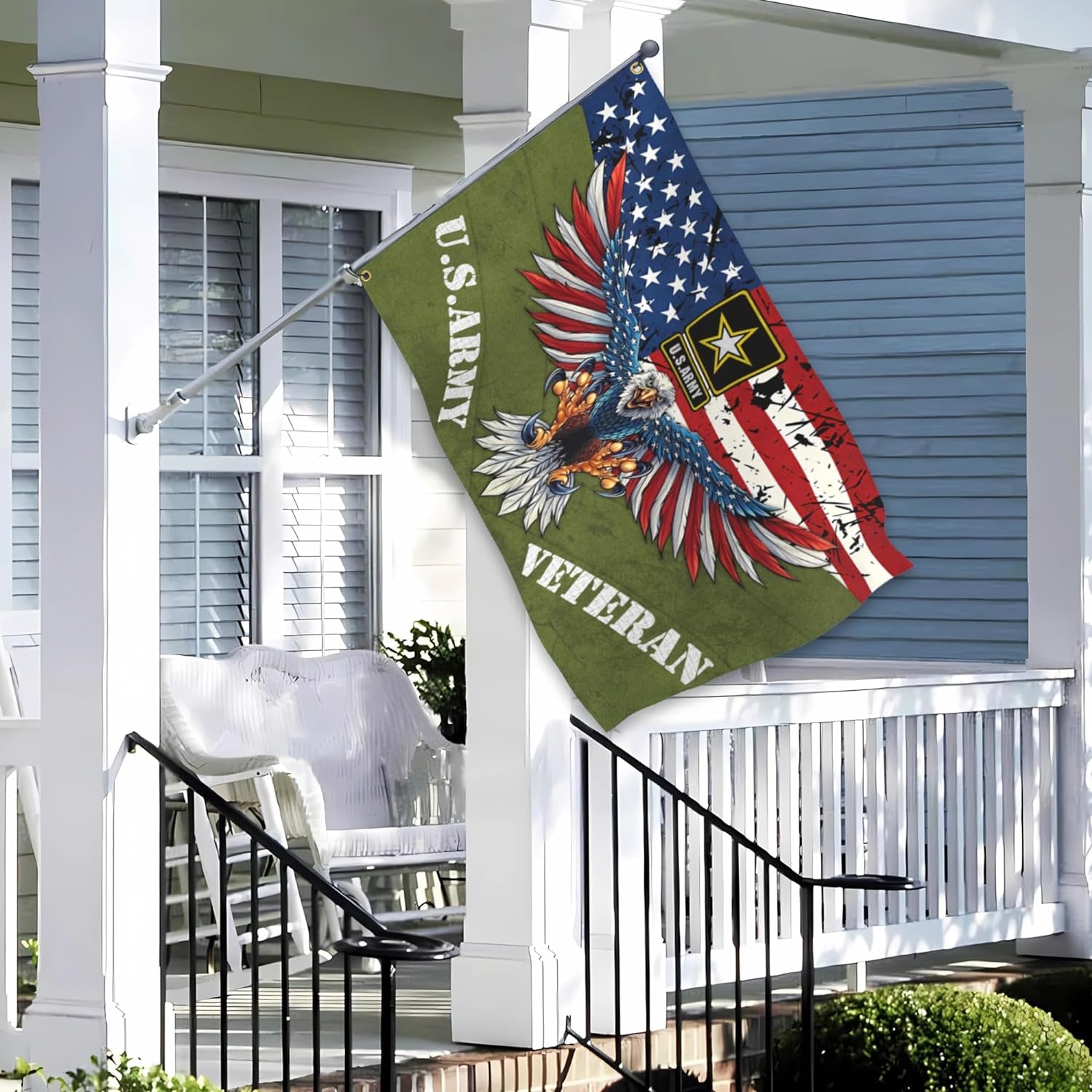 U.S. Army Veteran Flag 3X5 Ft Outdoor American Eagle Military Flag Double Sided Mirror Print Memorial Day 4Th of July Independence Day Flags for House Indoor outside Yard Patriotic Banner Decor