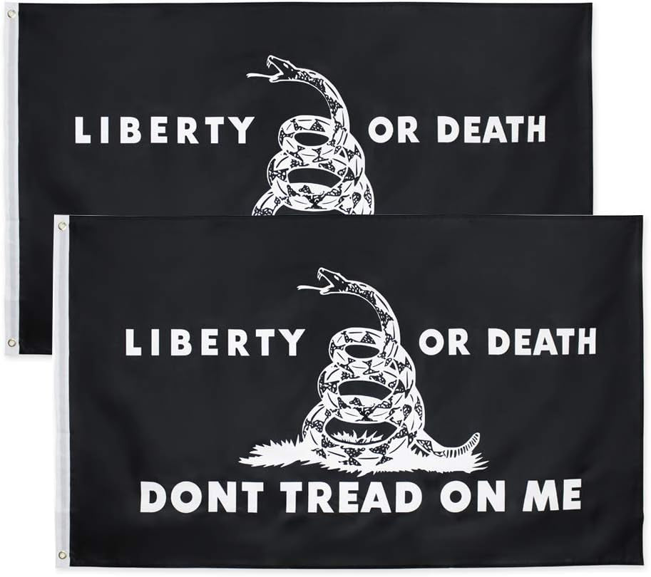 3X5 Fts Liberty or Death Gadsden Flag - Dont Tread on Me Flags - 2 Pack