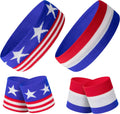 American Flag Sports Headband & Wristband-Striped Sweatband Set for Basketball, Football, Running, Gym & Exercise