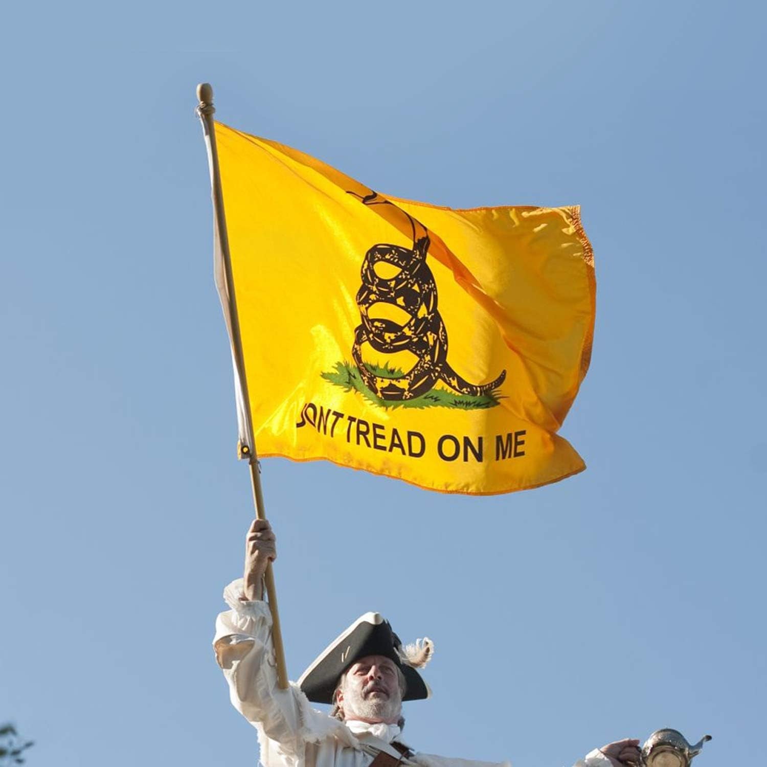 Anley Everstrong Series Embroidered Don'T Tread on Me Flag 3X5 Feet - Embroidery & Heavy Duty Canvas Header - 4 Rows of Lock Stitching - Gadsden Tea Party Nylon Flags with Brass Grommets