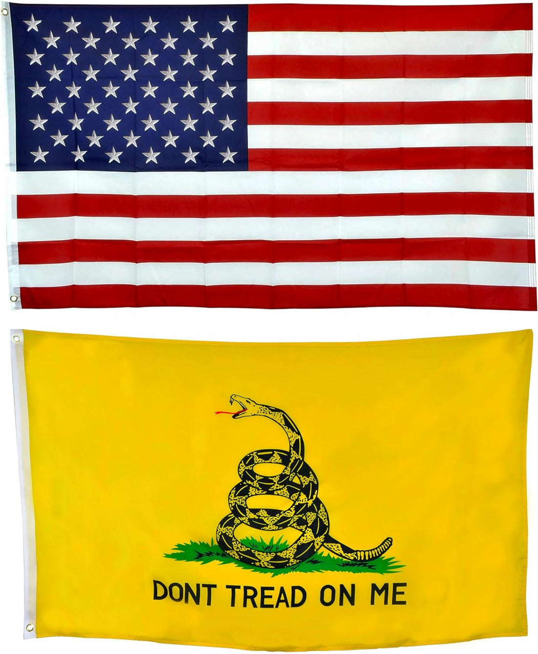 Set of Heavy Duty American Flag 3X5 with Don'T Tread on Me Gadsden Flag, for Outside, Indoor Flag