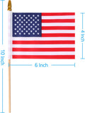 24 Pcs USA 4''X6'' Wooden Stick Flag,July 4Th Decoration, Veteran Party, Mini American Stick Flag - American Hand Held Stick Flags with Safety Golden Spear Top