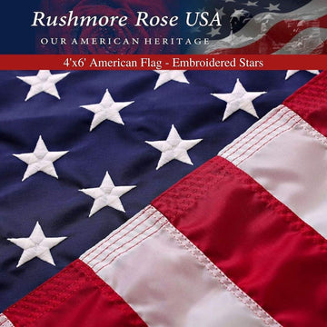 American Flags for outside 4X6 American Flag Outdoor Heavy Duty Made in USA -US Flag 4X6 Outdoor with Embroidered Stars and Sewn Stripes 4X6 US Flag for High Wind- All Weather Flags