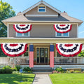 4 Pcs 4Th of July Decor Set, 2 Large 3X6 Ft American Pleated Fan Flag Bunting, 2 USA Flag 71X12