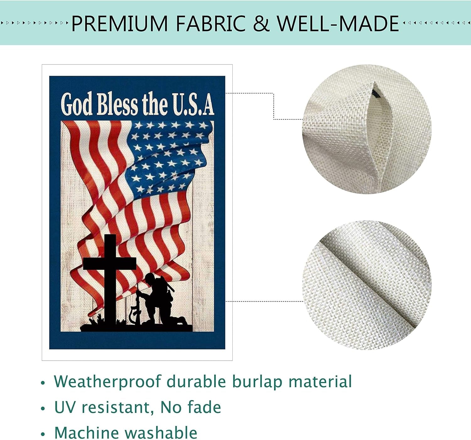 Baccessor God Bless America 4Th of July Garden Flag Double Sided, 4Th of July Memorial Day Independence Day Patriotic Garden Yard Flag Outdoor outside Holiday Decoration 12.5 X 18 Inch