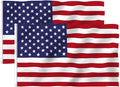 5X3 Ft American Outdoor Flag - US Flag Bright Color and Fade Resistant - Canvas Header and Double Stitched - USA Flags with Brass Grommets (US Flag 2Pc)